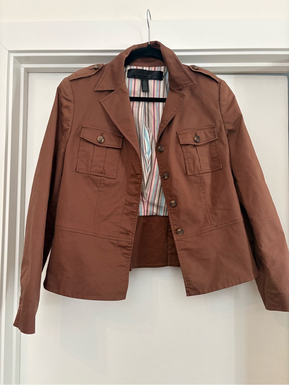 Apostrophe Chest-Pocket Utility Jacket in Brown Cotton